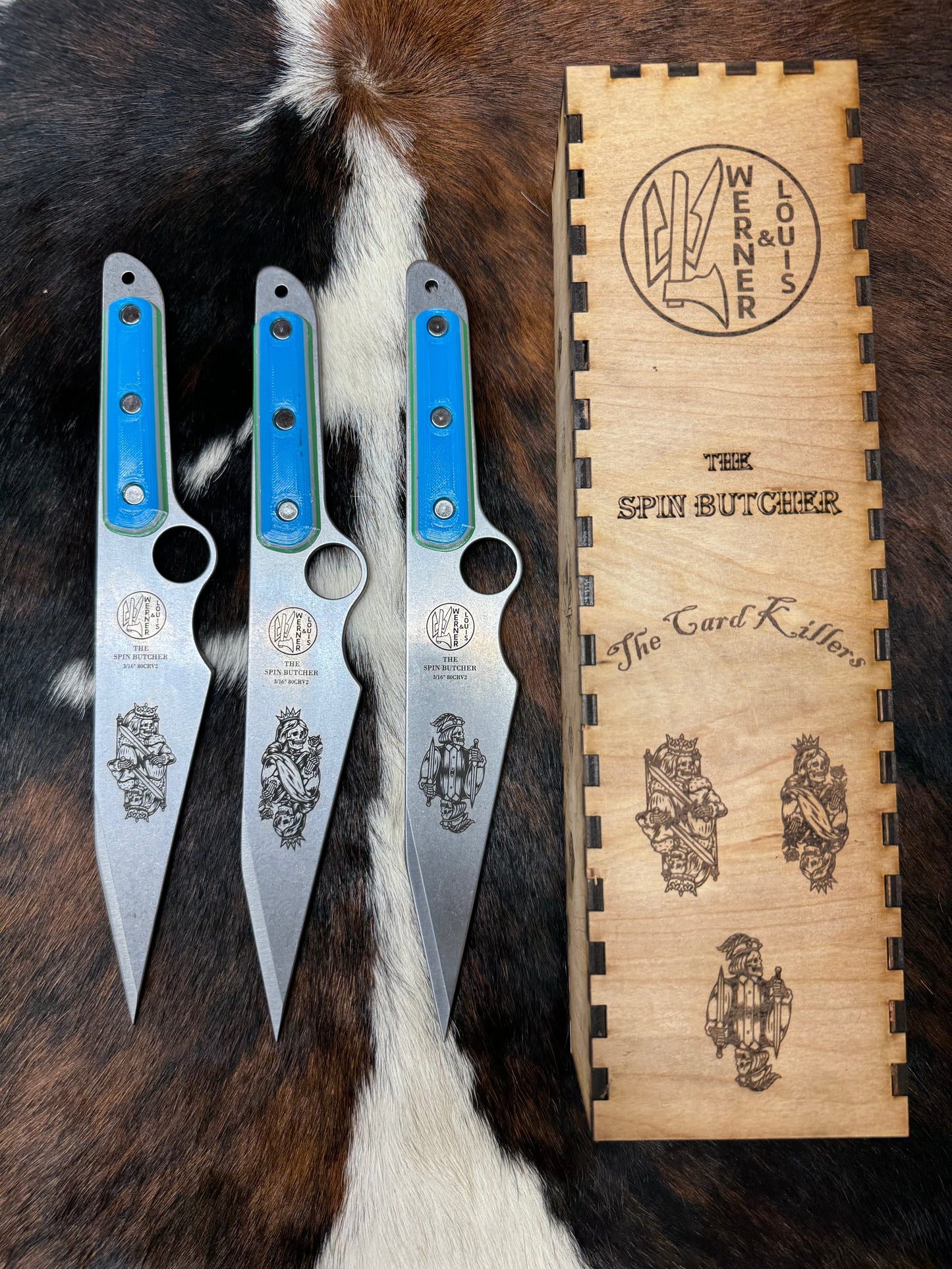 Custom "Card Killer" set of 3 Spin Butchers