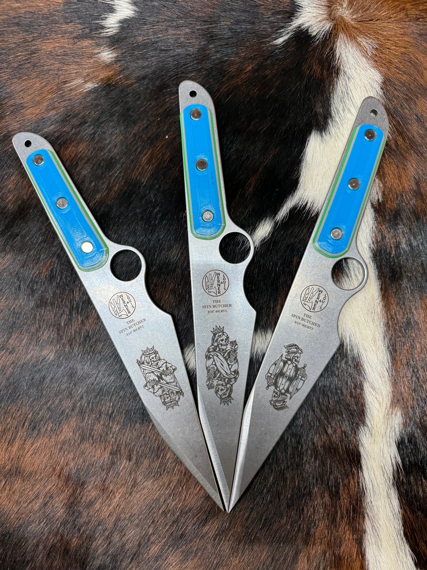 Custom "Card Killer" set of 3 Spin Butchers