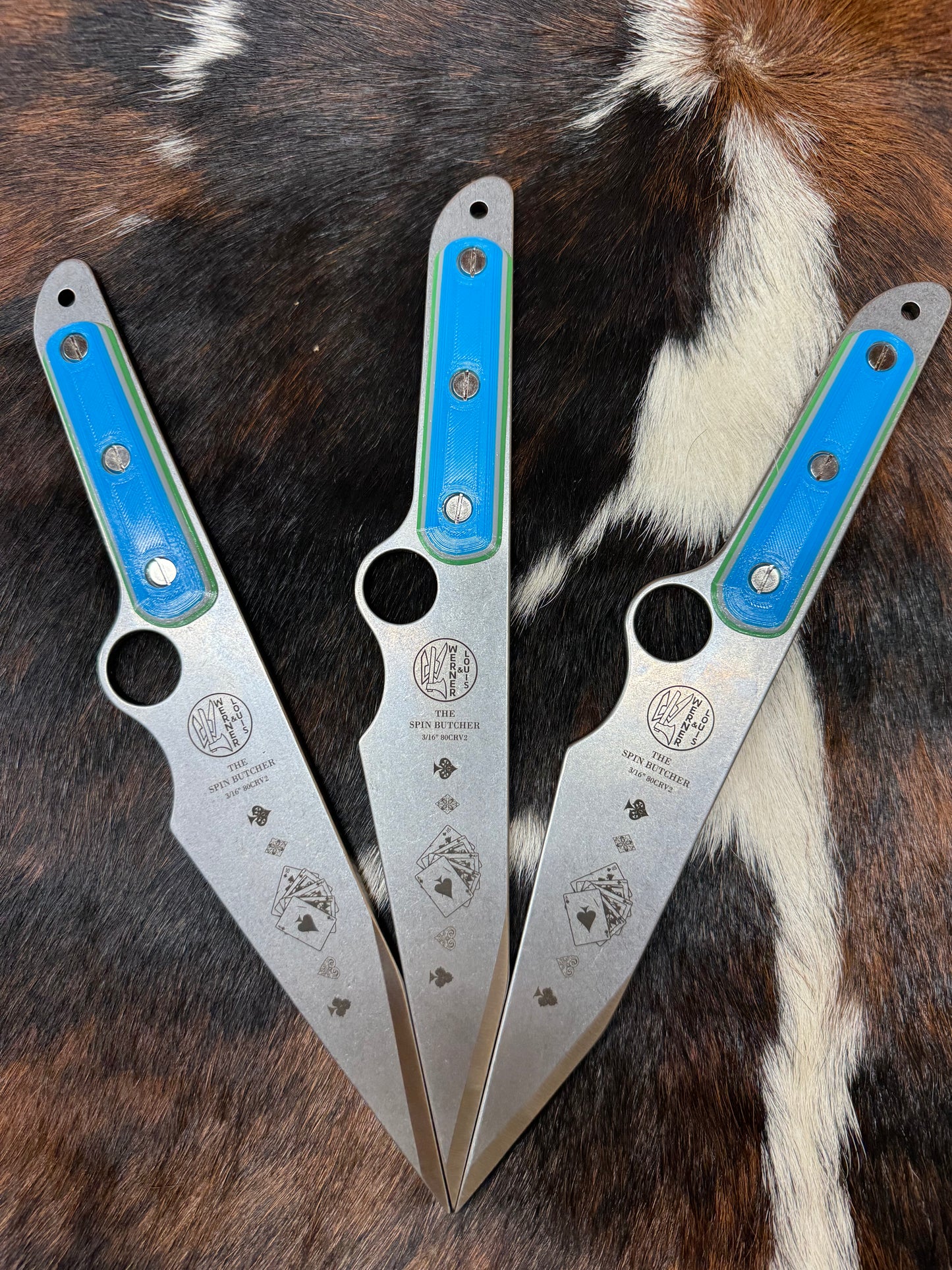 Custom "Card Killer" set of 3 Spin Butchers
