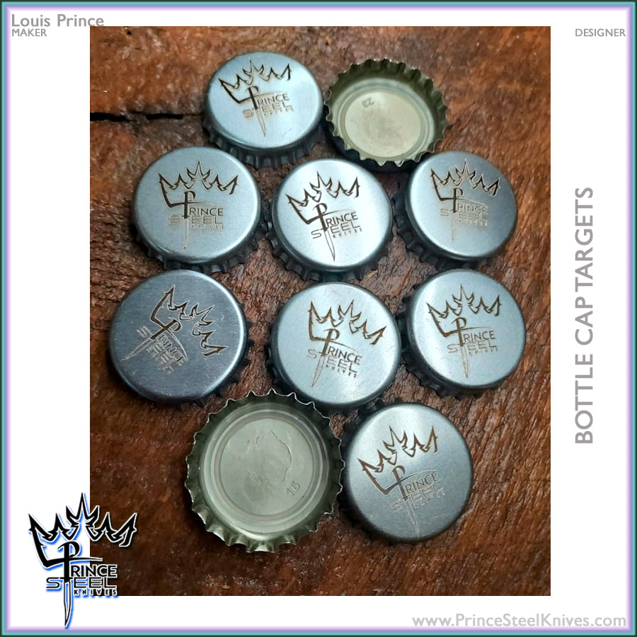 Bottle Cap Targets - Prince Steel Knives Crown - Set of 10
